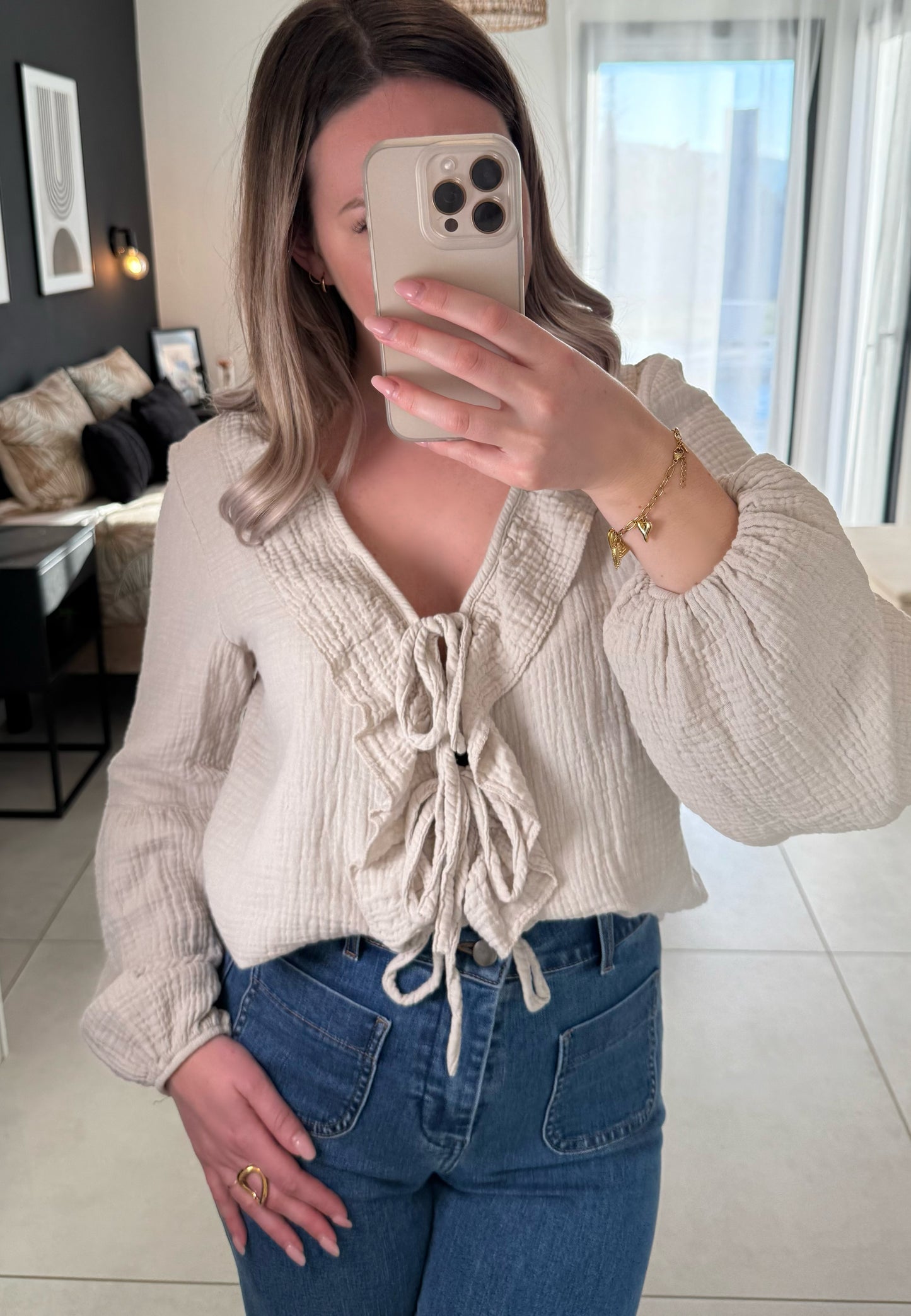Blouse gaze de coton ANNICK beige