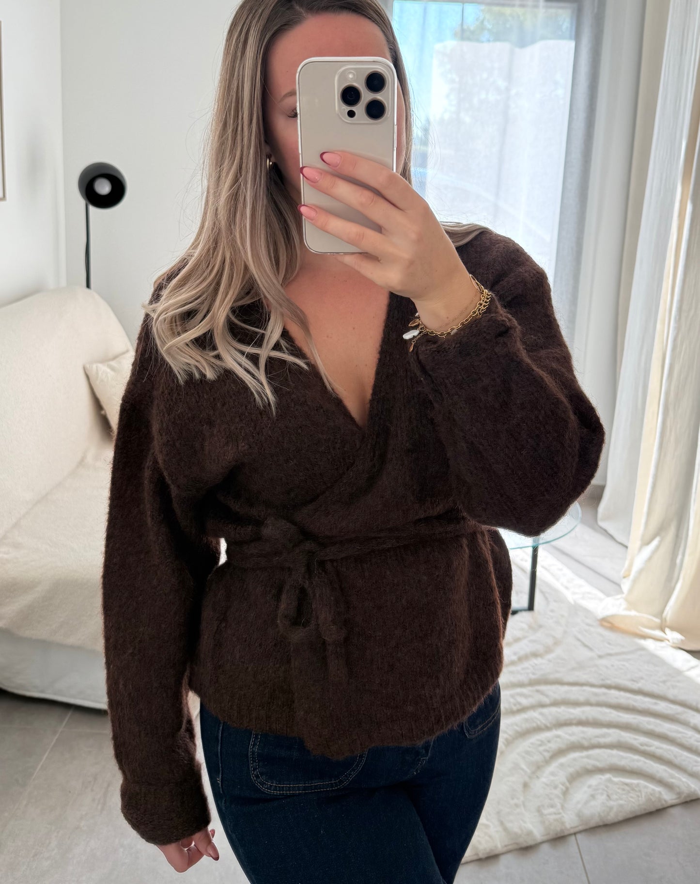 Pull cache-cœur ANNA chocolat