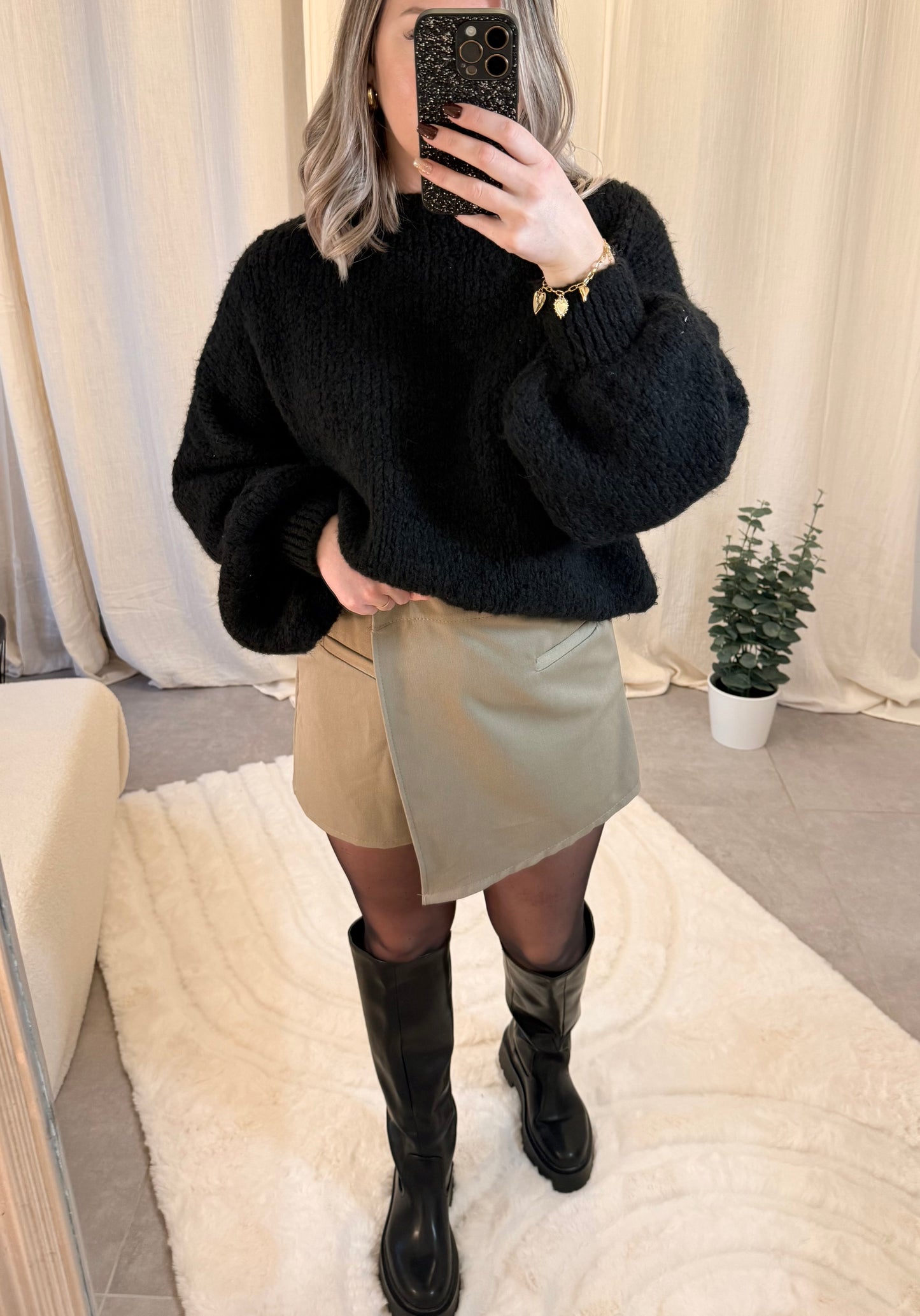 Jupe short LEONIE taupe