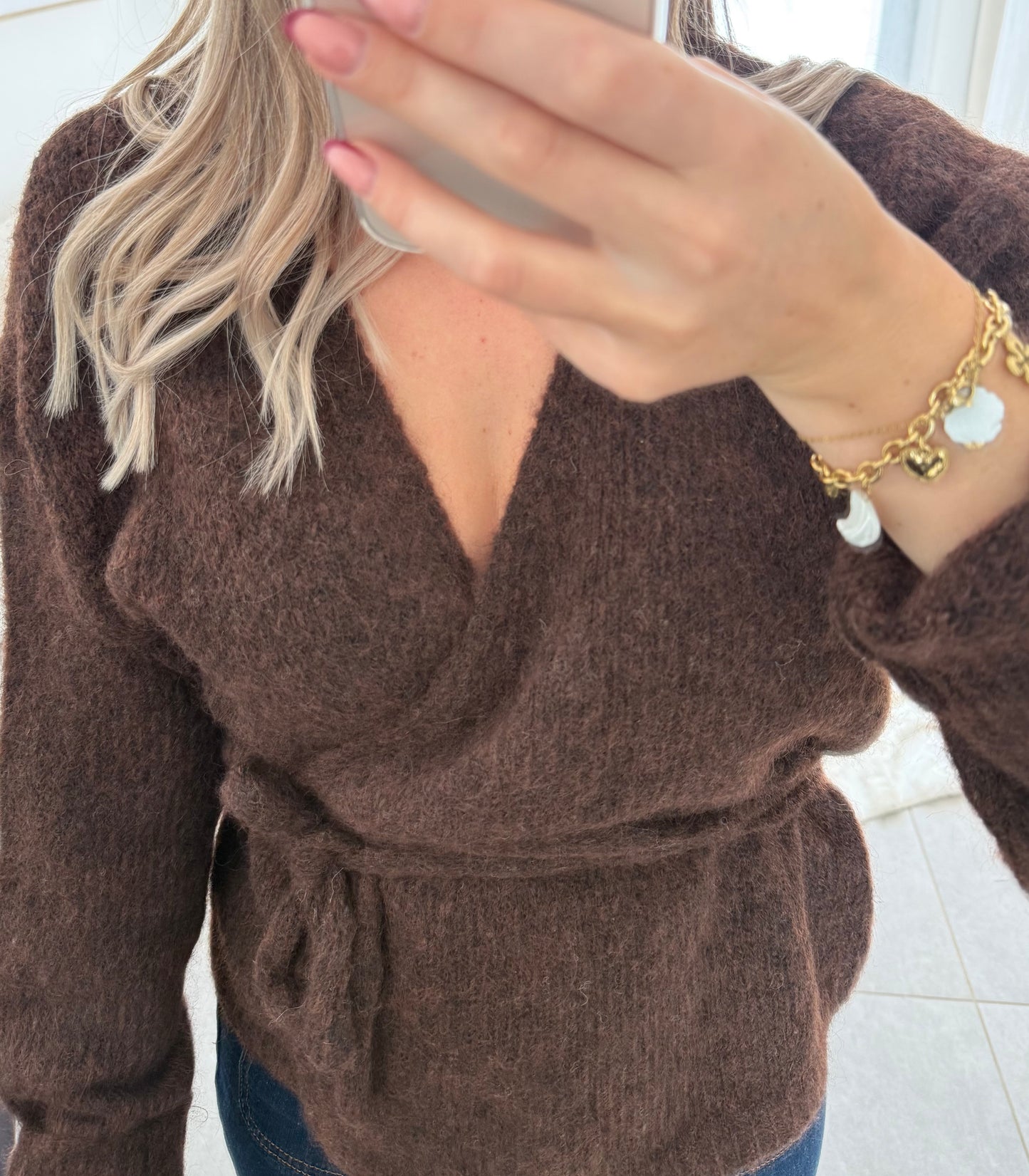 Pull cache-cœur ANNA chocolat
