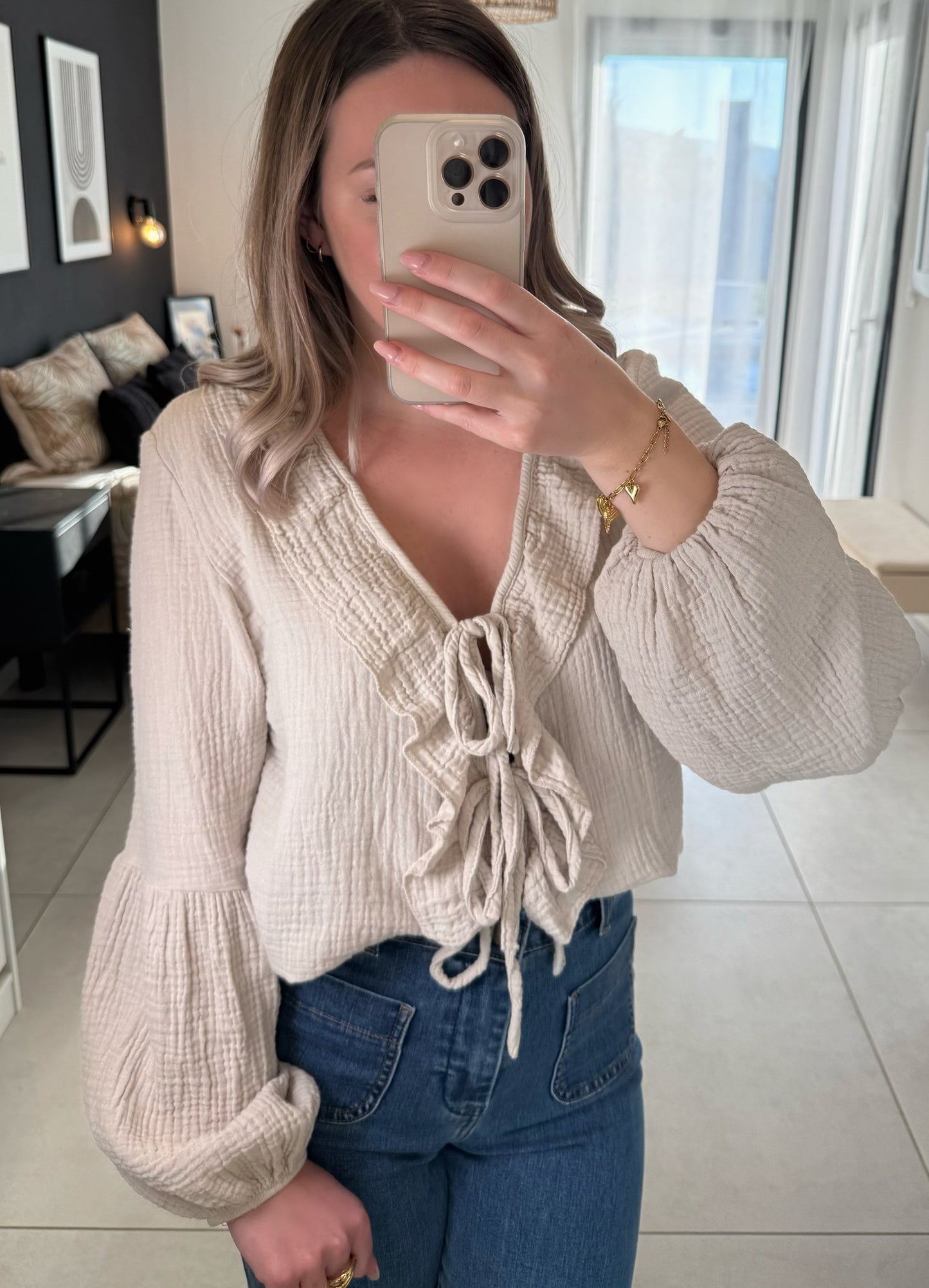 Blouse gaze de coton ANNICK beige