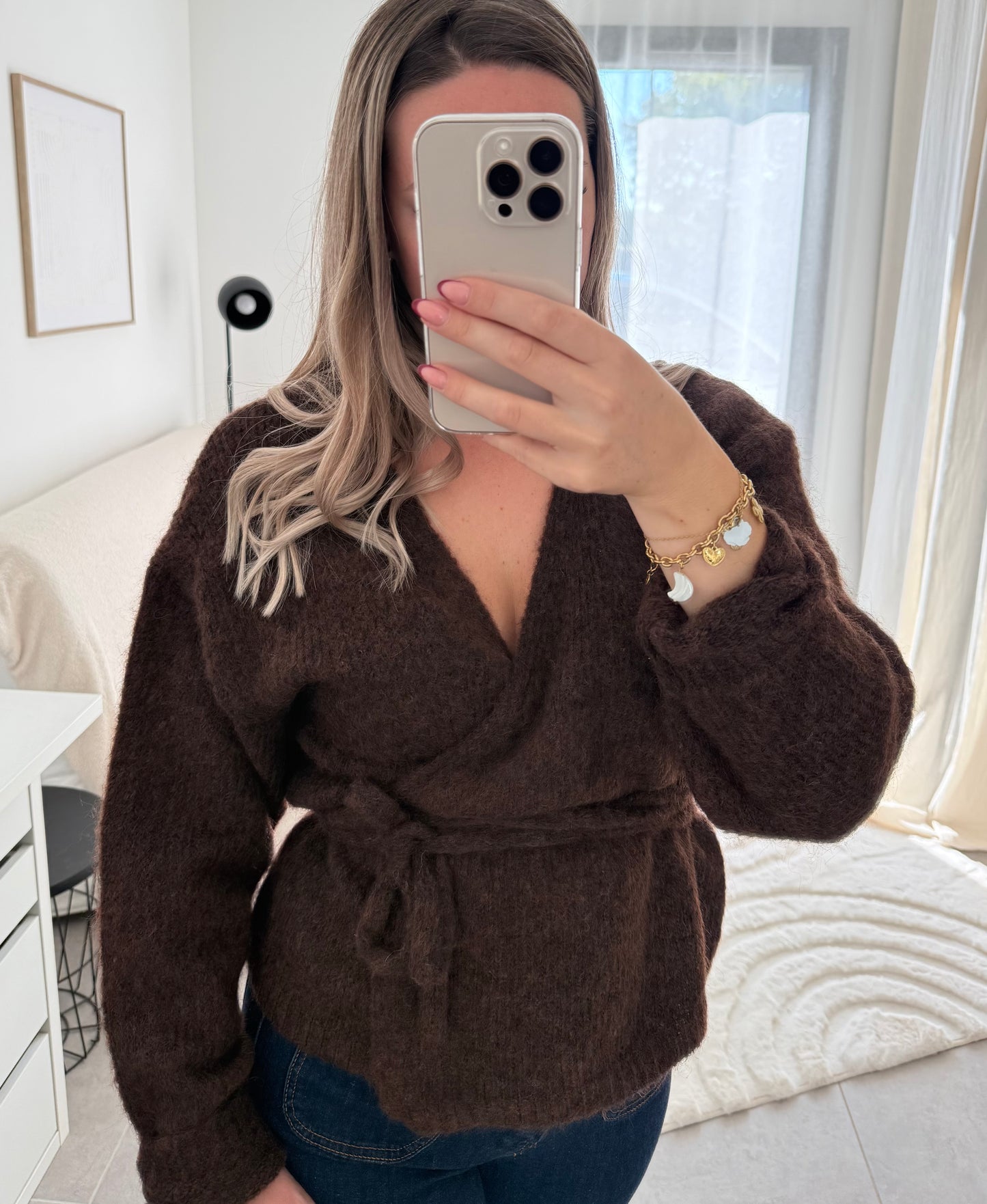 Pull cache-cœur ANNA chocolat