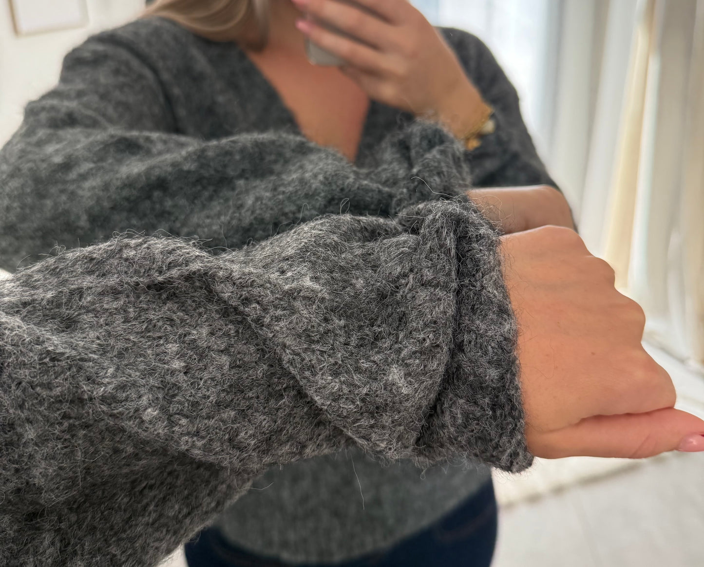Pull cache-cœur ANNA gris