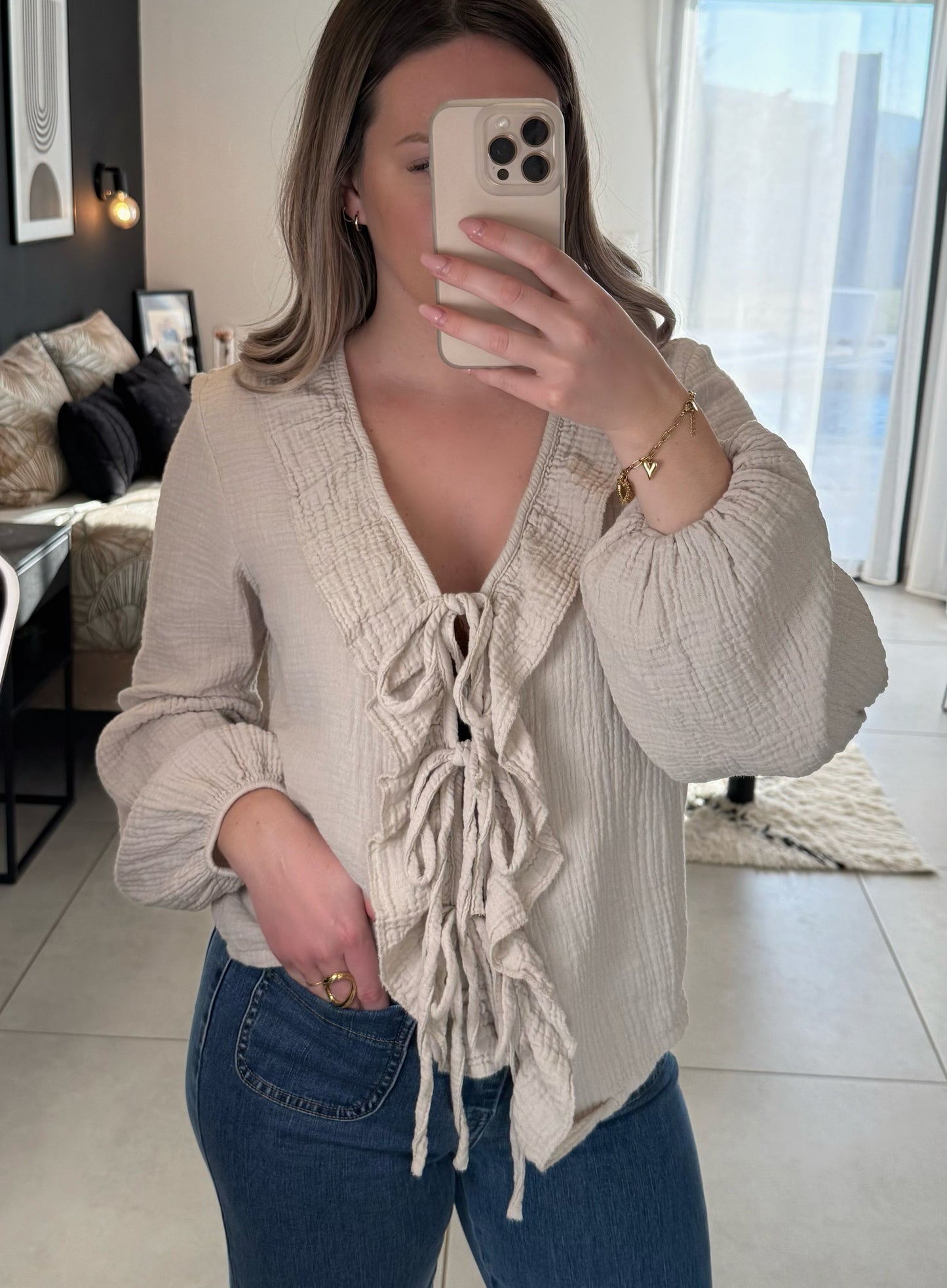 Blouse gaze de coton ANNICK beige