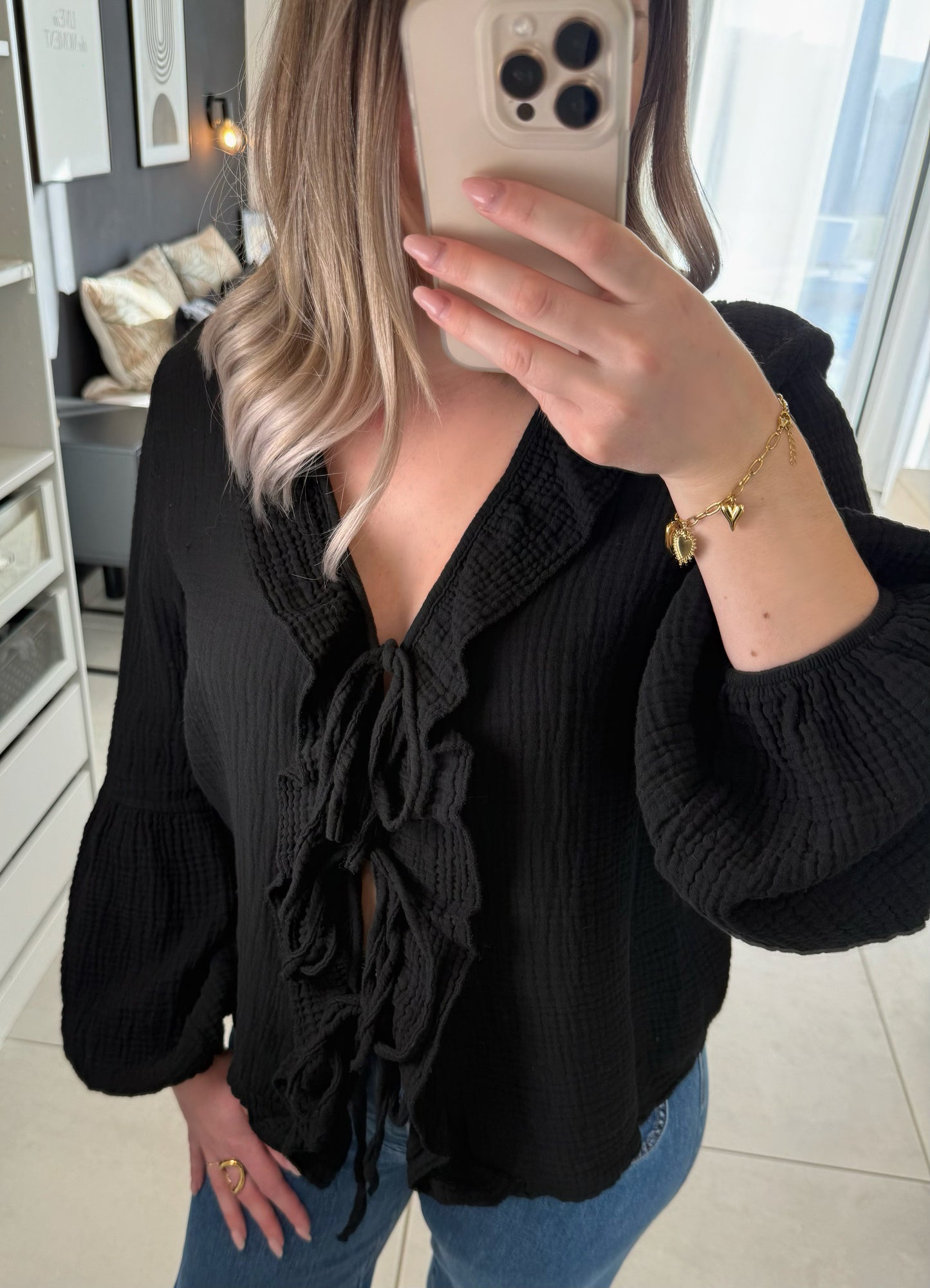 Blouse gaze de coton ANNICK noire