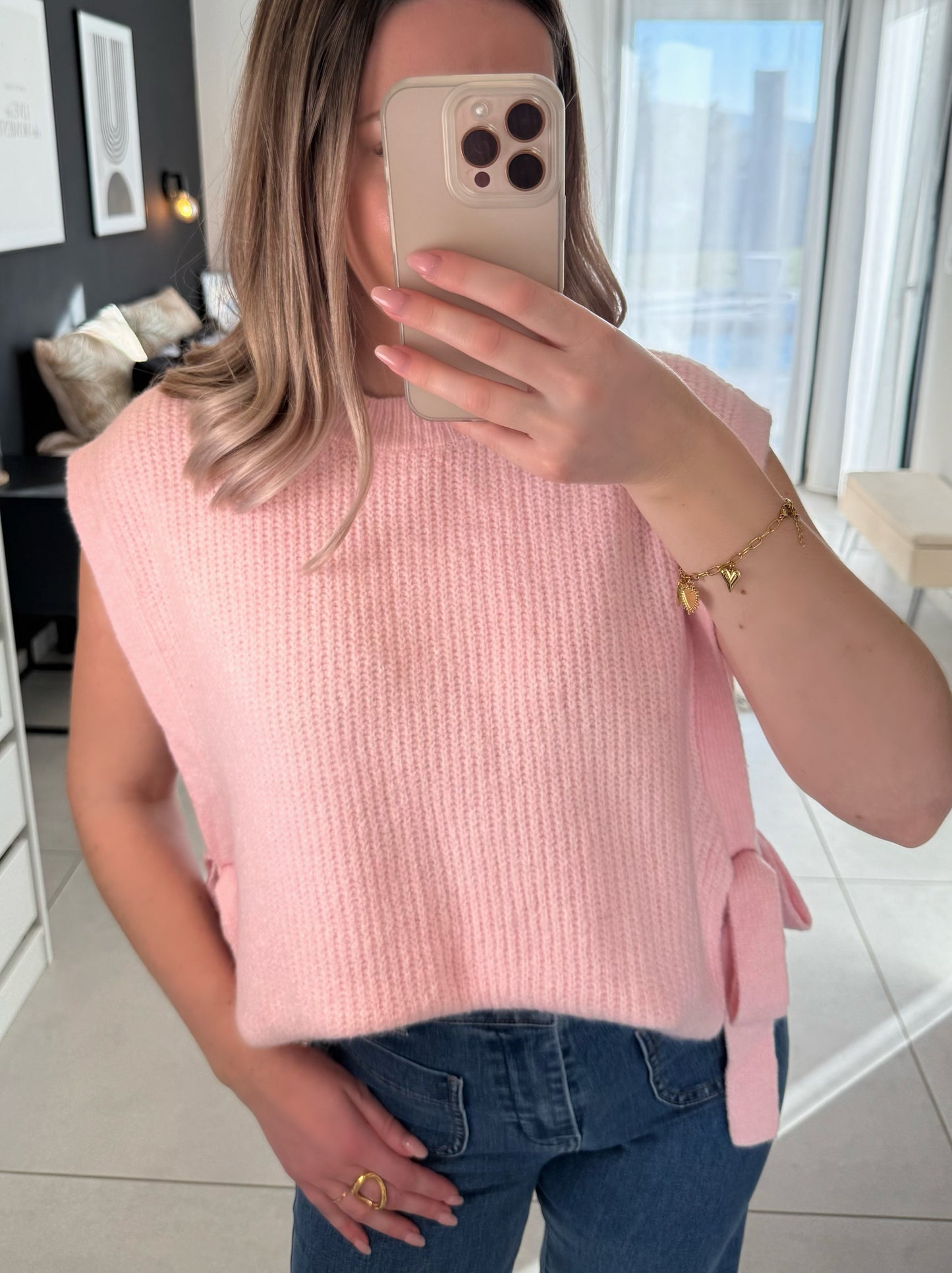 Pull sans manches SANDY rose