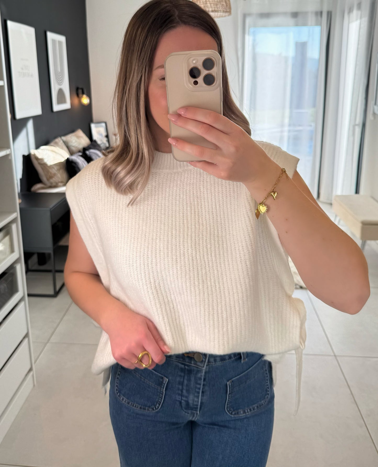 Pull sans manches SANDY blanc