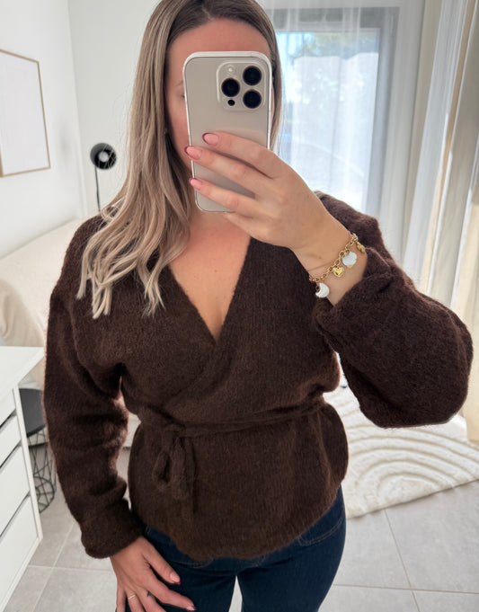 Pull cache-cœur ANNA chocolat