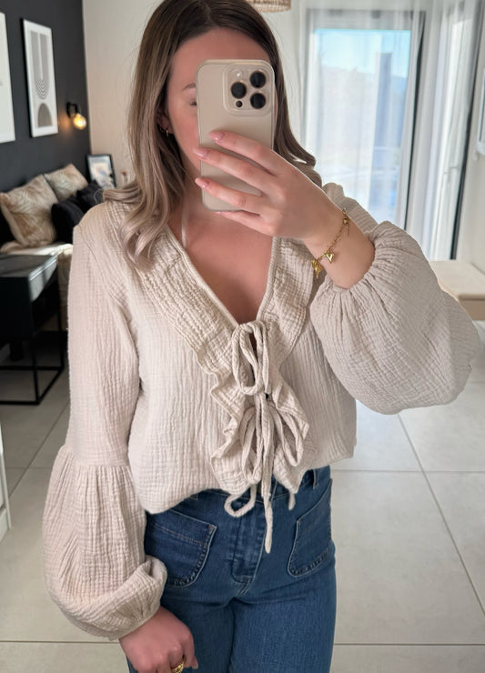 Blouse gaze de coton ANNICK beige