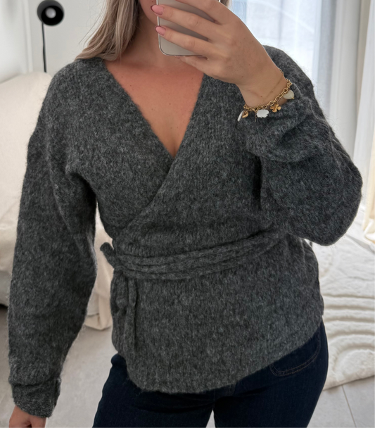 Pull cache-cœur ANNA gris