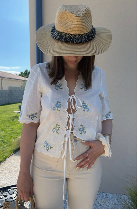 Blouse à nœuds NINA 100% coton