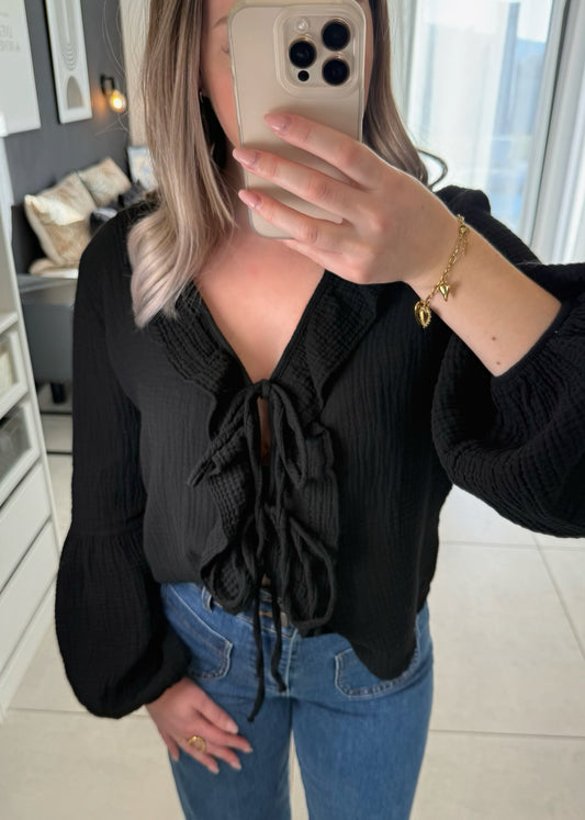 Blouse gaze de coton ANNICK noire