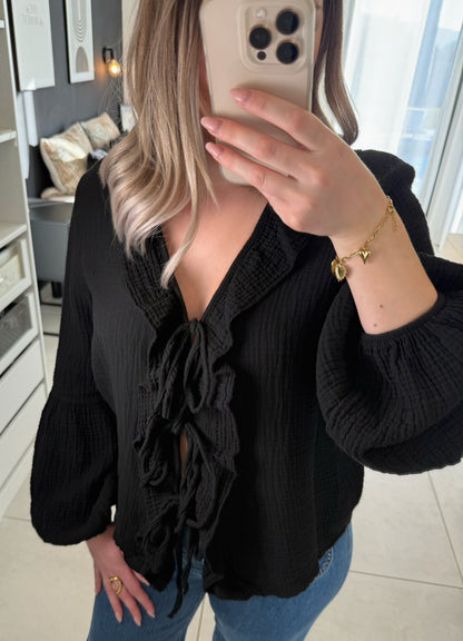 Blouse gaze de coton ANNICK noire
