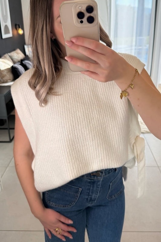 Pull sans manches SANDY blanc